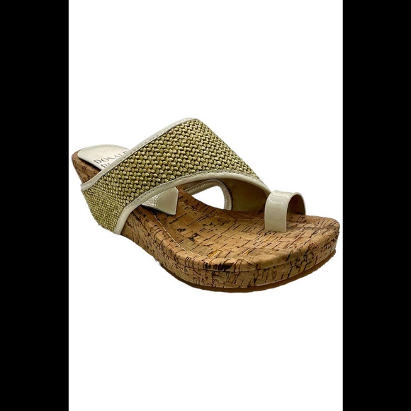 Donald Pliner Women's Gyer Raffia Wedge Sandal Foam - Medium - Picture 1 of 3